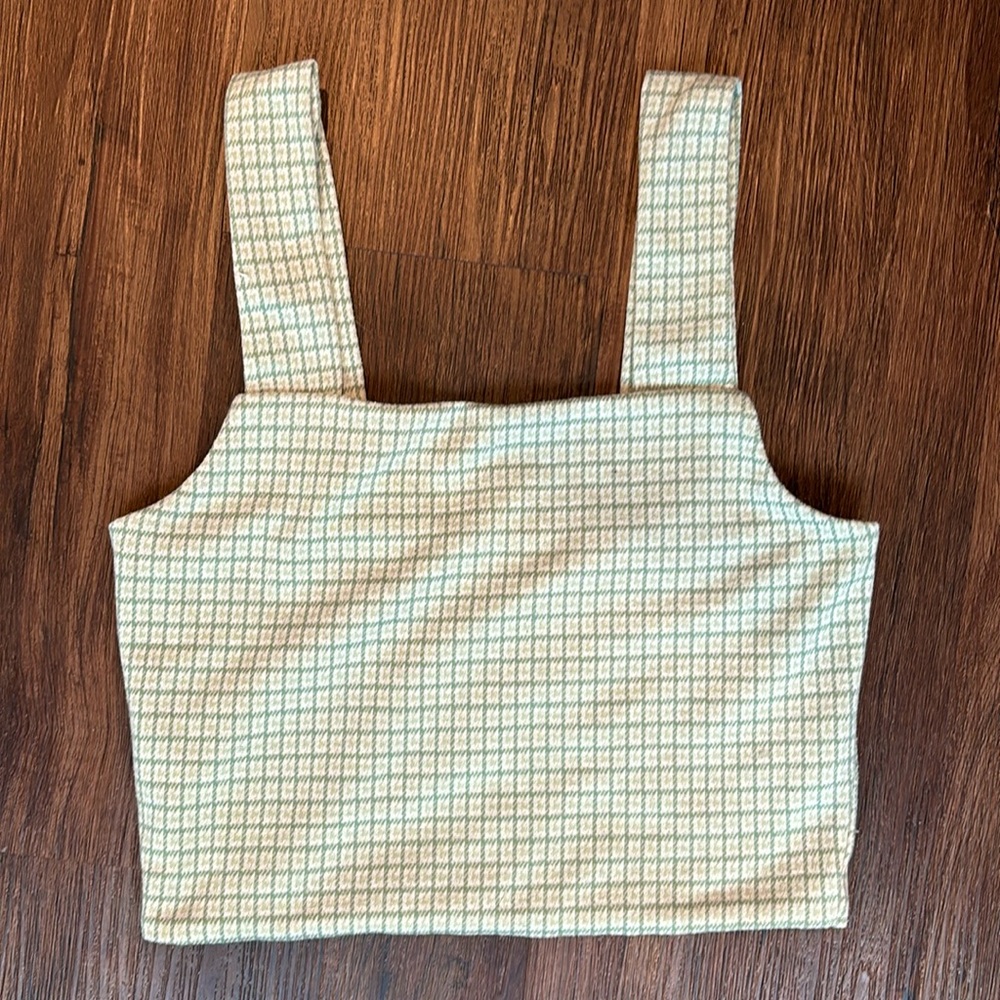 American Eagle - Tight Knit Plaid Green Crop